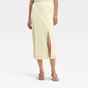 A New Day Eyelet Midi Pencil Skirt